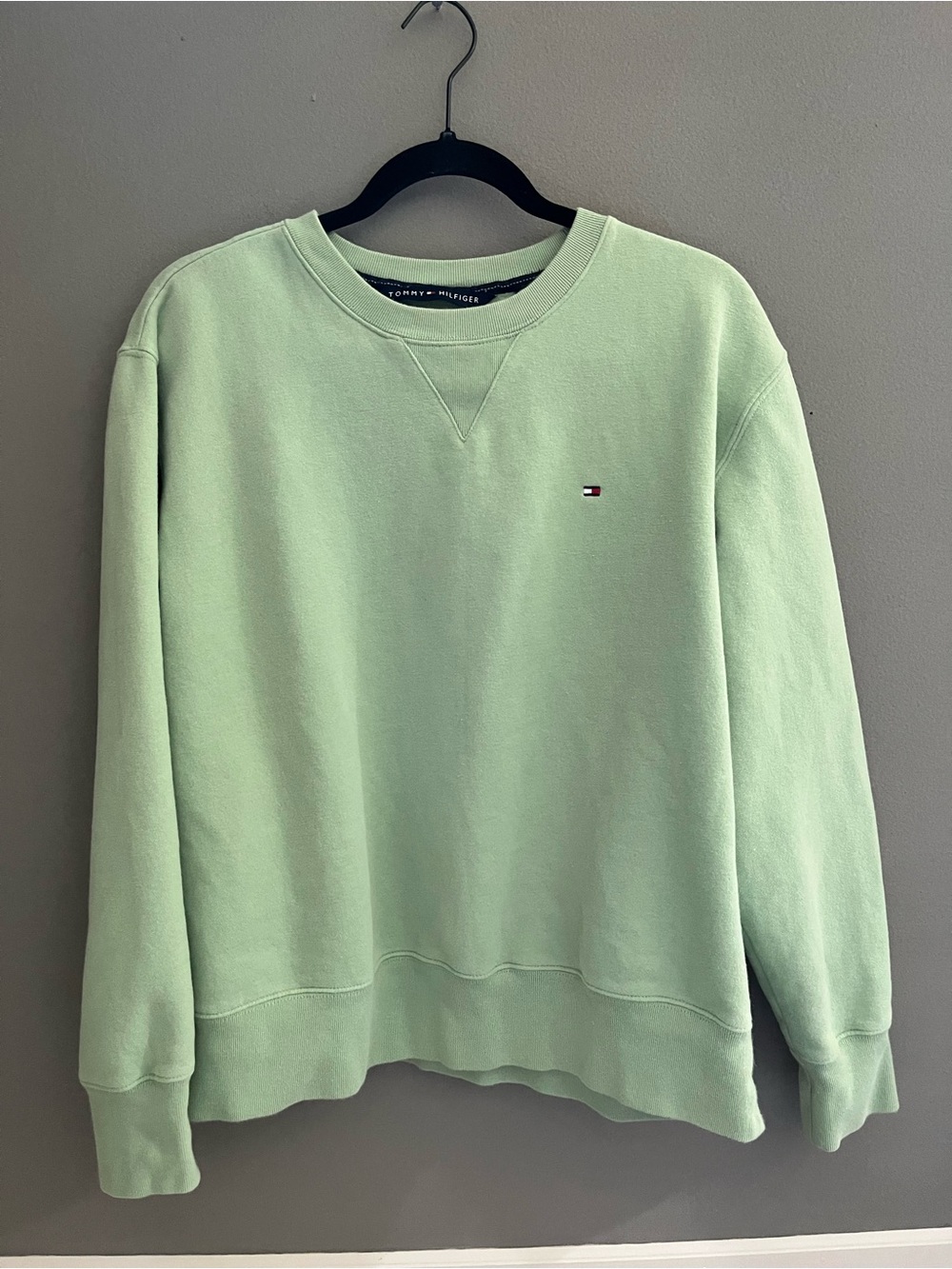 Tommy Hilfiger Men's Light Mint Green Classic Crewneck Sweatshirt 100% Cotton XL